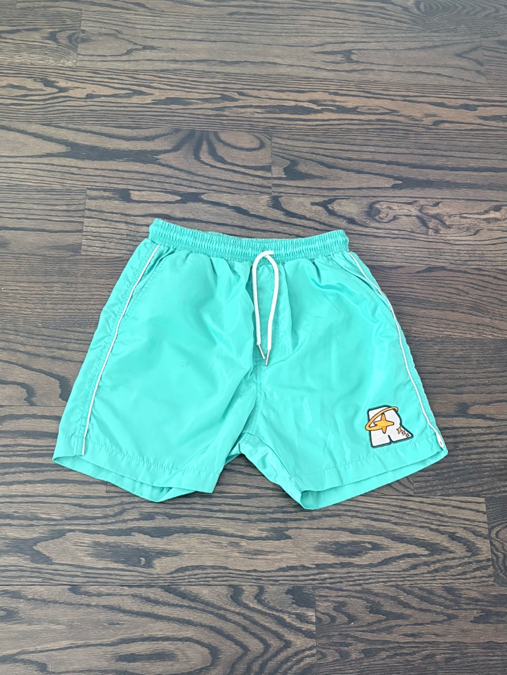 Men's Aqua nylon Shorts with Drawstring